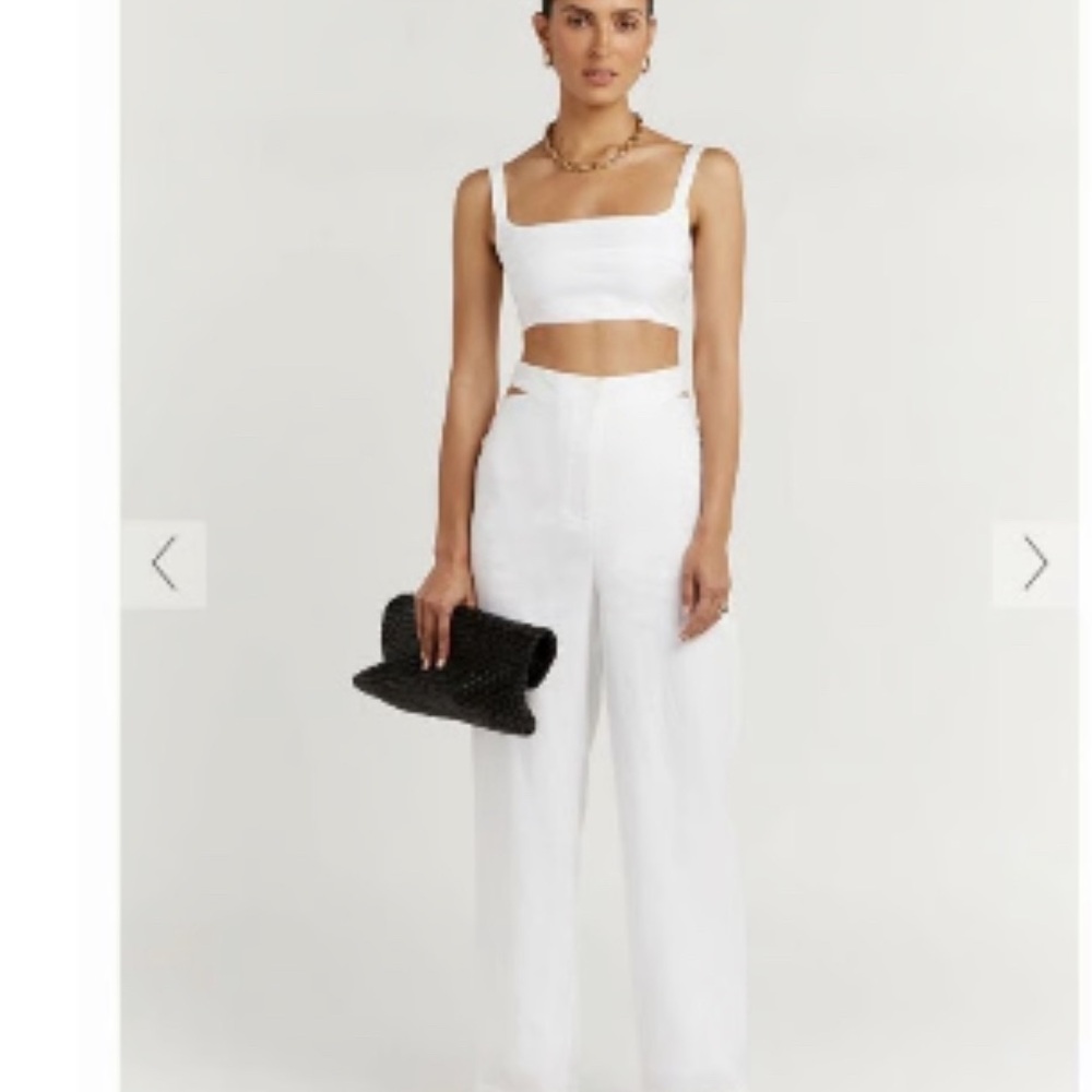 Dissh River White Linen Cut Out Pant - Picture 6 of 9